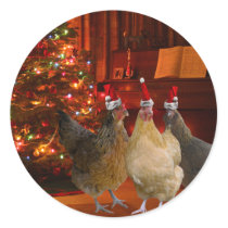 Christmas Chickens Classic Round Sticker