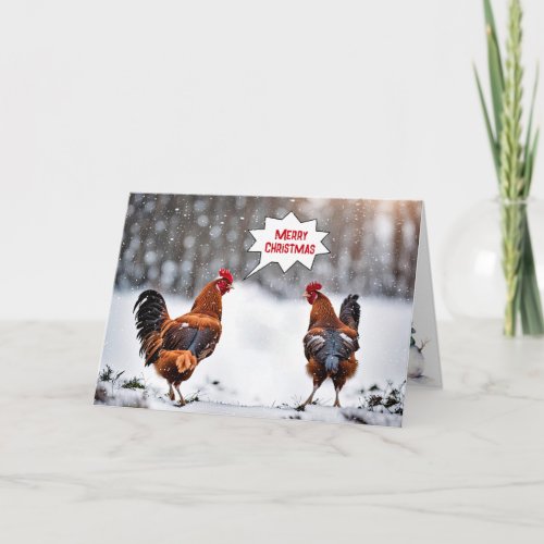 Christmas Chickens In Snowflakes Card
