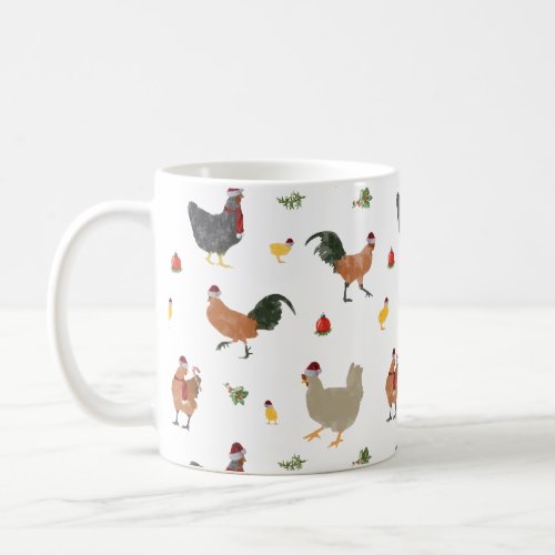 Christmas Chickens Pattern Coffee Mug