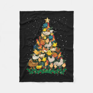 Christmas Chickens Pine Tree Funny Chicken Farmer Fleece Blanket