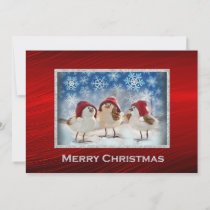 Christmas Chickens Snow Watercolor Christmas Flat Holiday Card