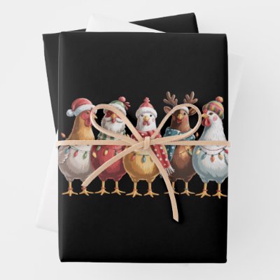 Christmas Chickens Xmas Chicken Gift Farm Lover  Wrapping Paper Sheets