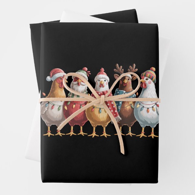 Christmas Chickens Xmas Chicken Gift Farm Lover  Wrapping Paper Sheets (In situ)