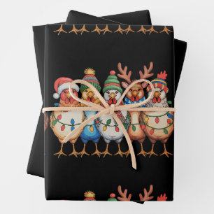 Christmas Chickens Xmas Farm Funny Holiday Season Wrapping Paper Sheets