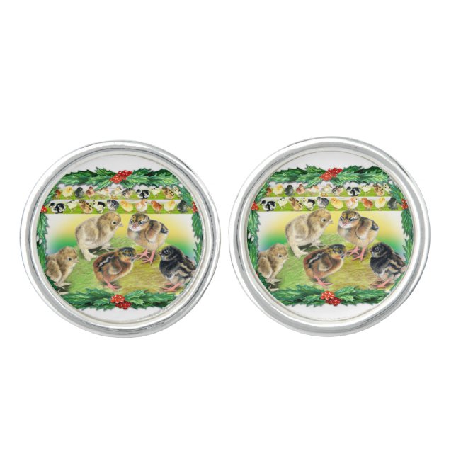 Christmas Chicks Cufflinks (Front)