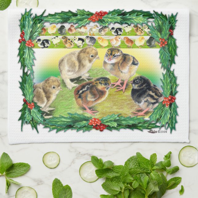 Christmas Chicks Kitchen Towel (Folded)