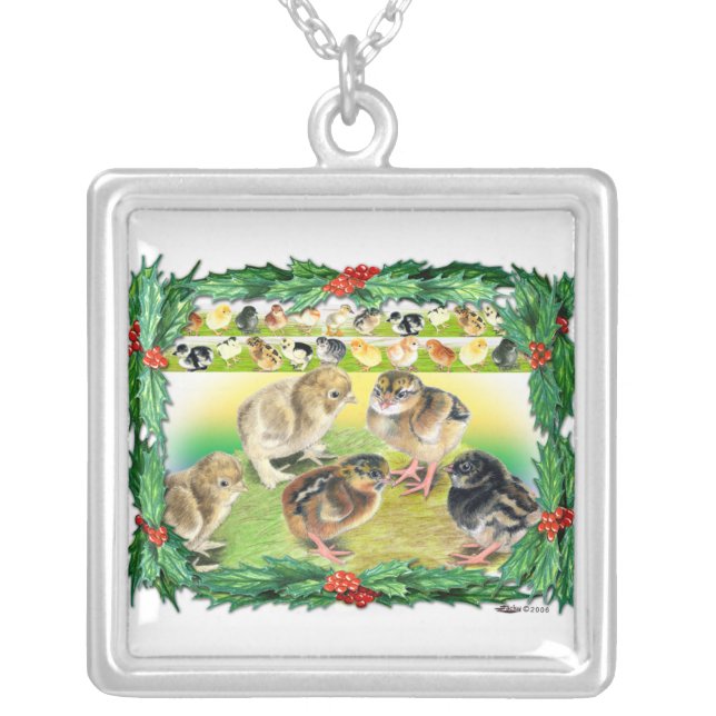 Christmas Chicks Silver Plated Necklace (Front)