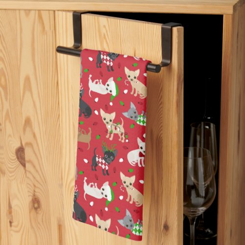 Christmas Chihuahua All Coats Kitchen Towel