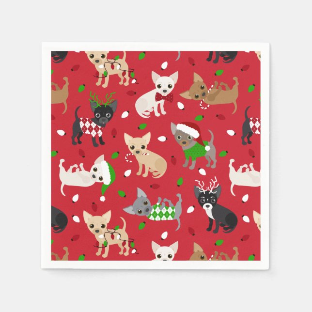 Christmas Chihuahua All Coats Napkins (Front)