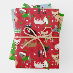 Christmas Chihuahua All Coats Wrapping Paper Sheets