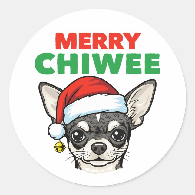 Christmas Chihuahua Classic Round Sticker (Front)