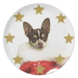 Christmas Chihuahua dog decorative plate