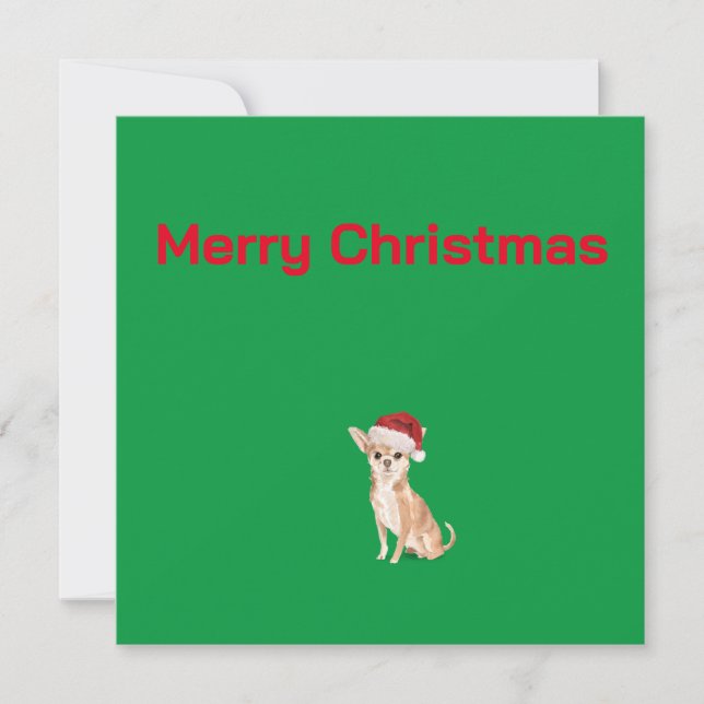 Christmas Chihuahua Dog Green Merry Greeting (Front)