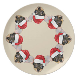 Christmas chihuahua dog holiday melamine plate