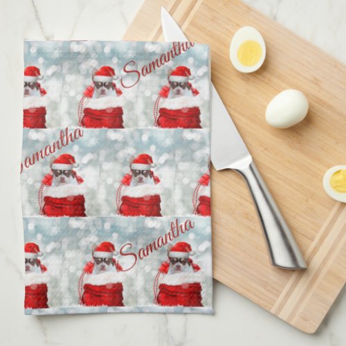 Christmas chihuahua dog personalized kitchen towel