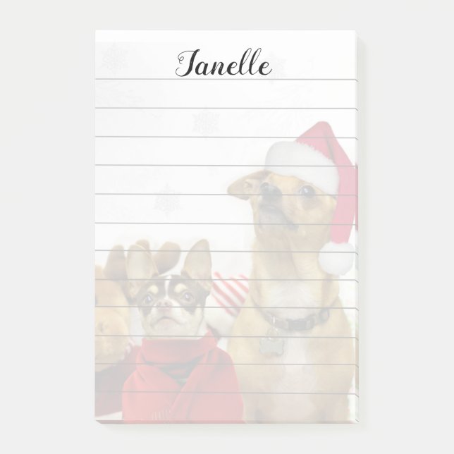 Christmas Chihuahua Dogs post it notes pad (Front)