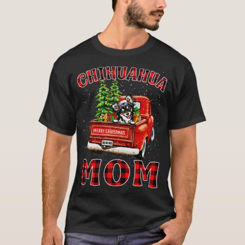 Christmas Chihuahua Mom Santa Hat Truck Tree Plaid T_Shirt