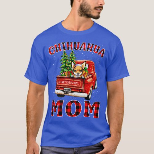 Christmas Chihuahua Mom Santa Hat Truck Tree Plaid T_Shirt