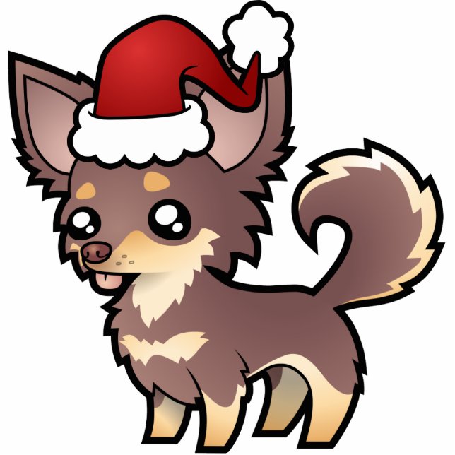Christmas Chihuahua Ornament (long coat) (Front)