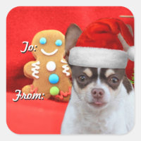 Christmas Chihuahua puppy gift tag stickers