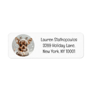 Christmas Chihuahua Reindeer Dog Label