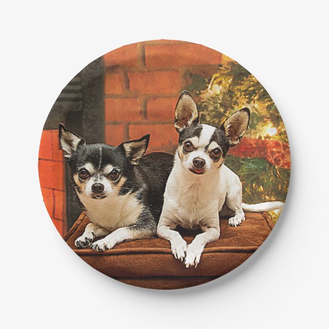 Christmas Chihuahua’s Paper Plates (Front)