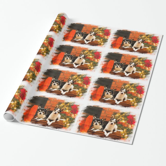 Christmas Chihuahua’s Wrapping Paper (Unrolled)