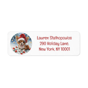 Christmas Chihuahua Santa Dog Label
