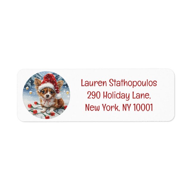 Christmas Chihuahua Santa Dog Label (Front)