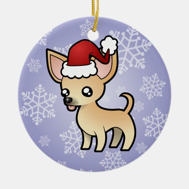 Christmas Chihuahua (smooth coat) Ceramic Ornament (Front)