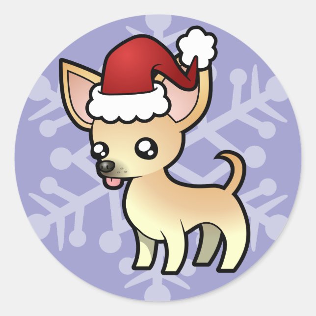 Christmas Chihuahua (smooth coat) Classic Round Sticker (Front)