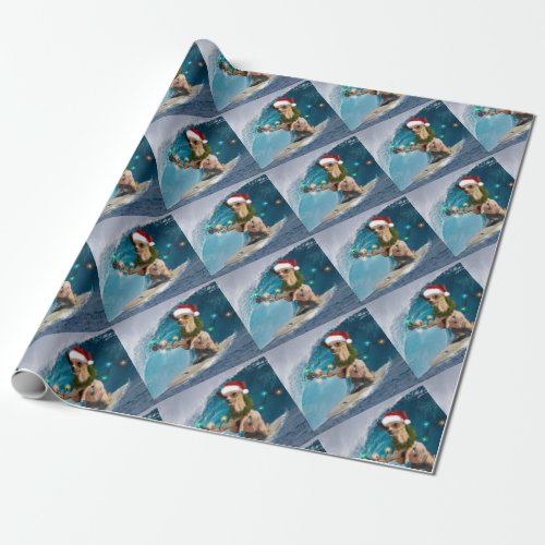 Christmas Chihuahua Surfing Wrapping Paper
