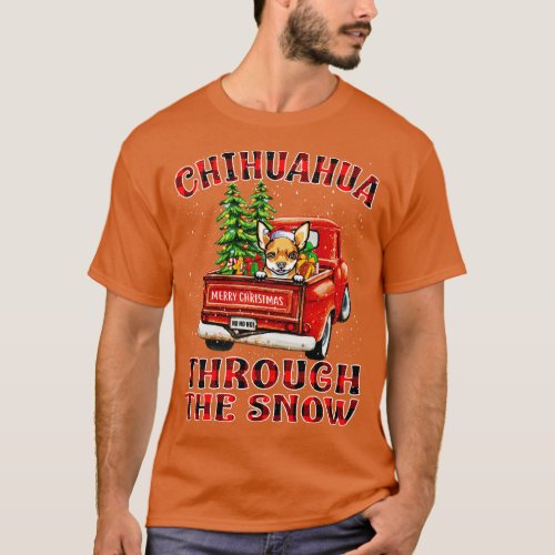 Christmas Chihuahua Through The Snow Dog Santa Tru T_Shirt
