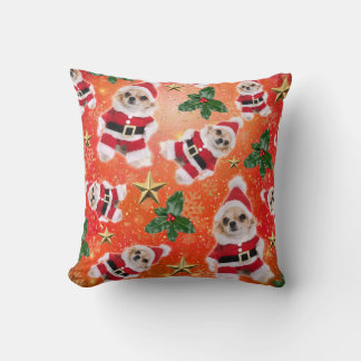 Christmas Chihuahua Throw Pillow