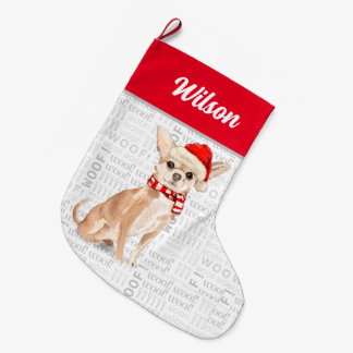 Christmas Chihuahua with Dog's Name Large Christmas Stocking