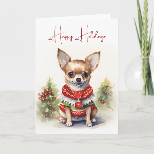 Christmas Chihuahua With Holiday Sweater Card
