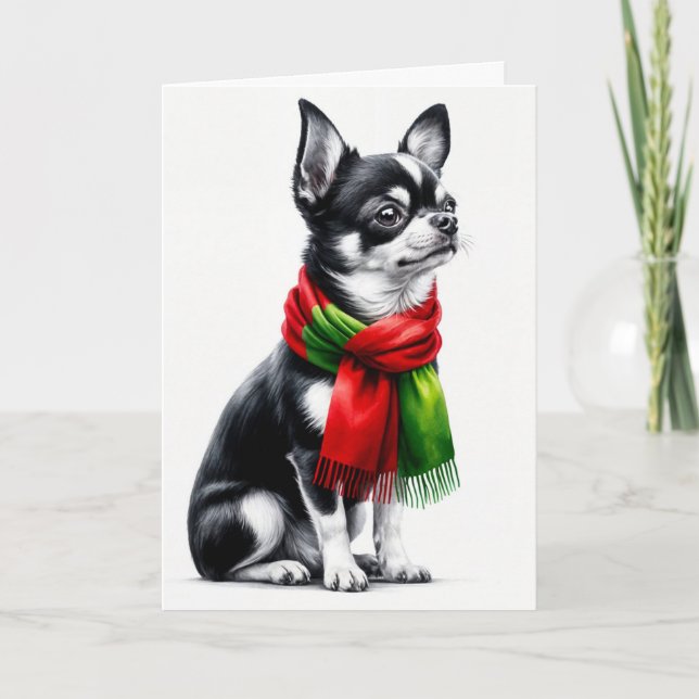 Christmas Chihuahua With Winter Scarf Card (Front)