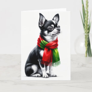 Christmas Chihuahua With Winter Scarf Card