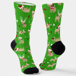 Christmas Chihuahuas Fawn Socks