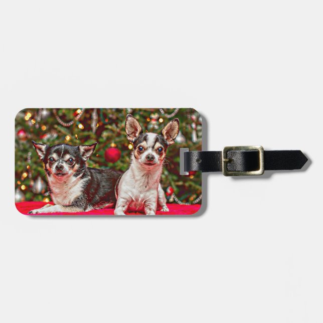 Christmas Chihuahua's Luggage Tag (Front Horizontal)