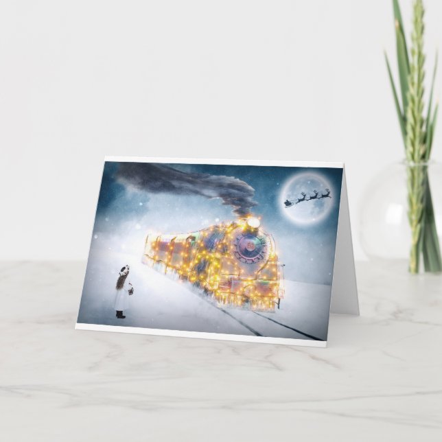 Christmas Child Christmas Motif December Train Holiday Card (Front)