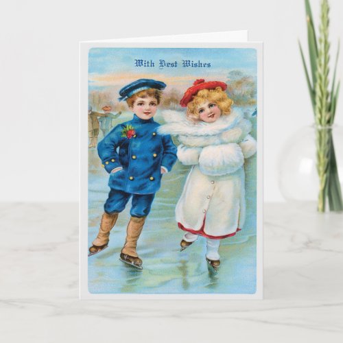 Christmas Children Ice Skating Card