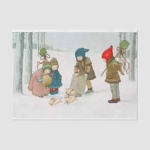 Christmas Children in a Winter Forest Tissue Paper