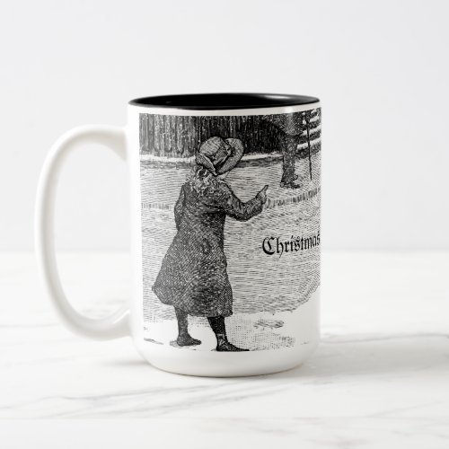 Christmas Children in Snow Old_fashioned Two_Tone Coffee Mug
