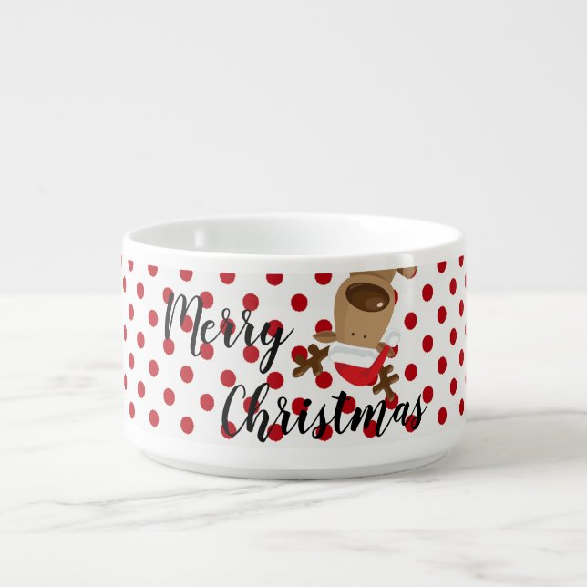 Christmas Chili Bowl Reindeer Polka Dot Polkadot P (Center)