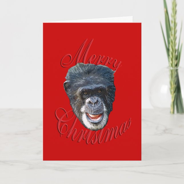 Christmas Chimpanzee Holiday Card (Front)