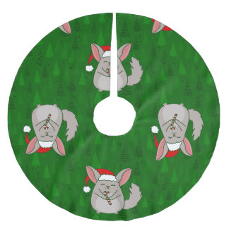 christmas Chinchilla santa xmas tree green Brushed Polyester Tree Skirt
