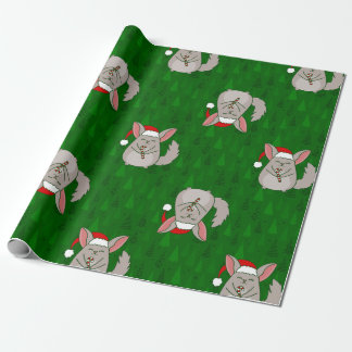 christmas Chinchilla santa xmas tree green Wrapping Paper