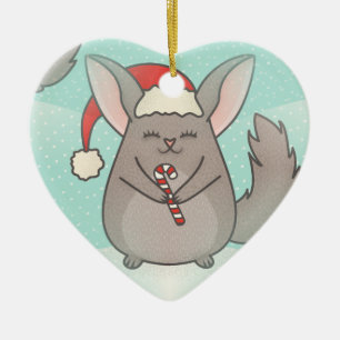 christmas chinchillas ceramic ornament