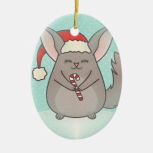 christmas chinchillas ceramic ornament